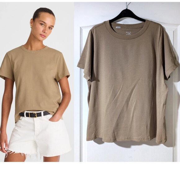 NEW Madewell | Cotton Perfect Crewneck Tee In Sagebrush Khaki - Picture 1 of 11